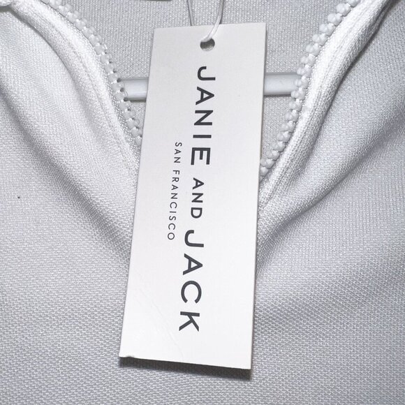 NWT Janie and Jack Boy's Half-Zip Stripe Pullover White Size 7-8 - Picture 7 of 9